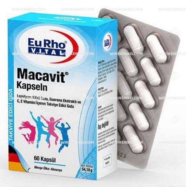 Eurho Vital Macavit Kapseln Lepidyum Koku Powder, Guarana Ekstrakti Ve C, E Vitamini Iceren Teg