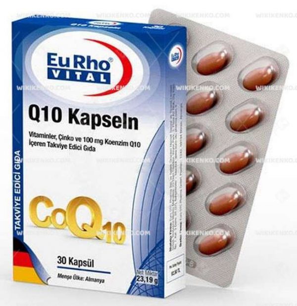 Eurho Vital Q10 Kapseln - Vitamins, Cinko Ve 100 Mg Koenzim Q10 Iceren Takviye Edici Gida