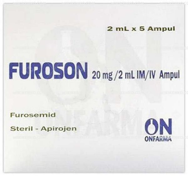 Furoson Im/Iv Injection Solution Iceren Ampul 20 Mg/2Ml