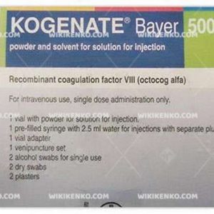 Kogenate Bayer Iv Injection Icin Liyofilize Powder Iceren Vial 500 Ui