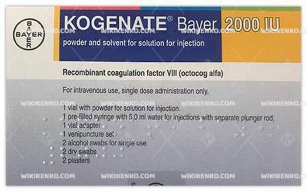 Kogenate Bayer Iv Injection Icin Liyofilize Powder Iceren Vial 2000 Ui