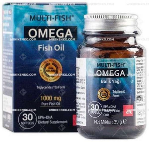 Multi - Fish Omega 3 Fish Oil Iceren Soft Capsule Takviye Edici Gida