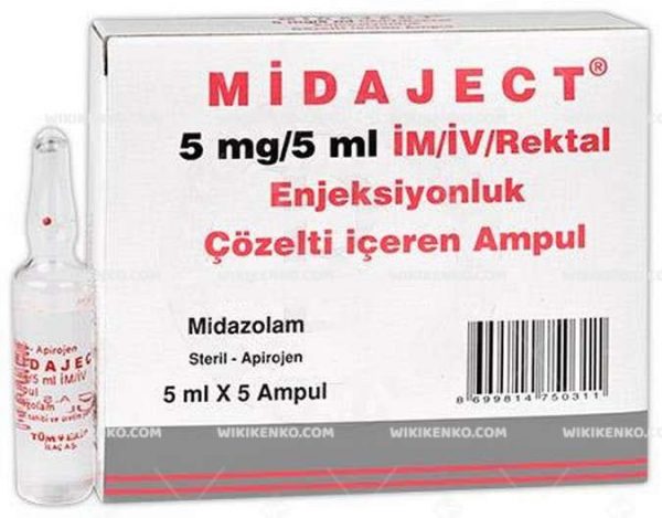 Midaject Im/Iv Rektal Injection Solution Iceren Ampul 5 Mg
