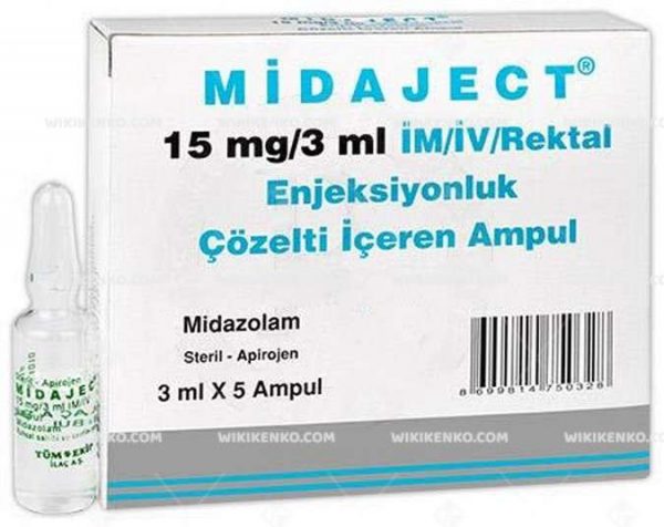 Midaject Im/Iv Rektal Injection Solution Iceren Ampul 15 Mg