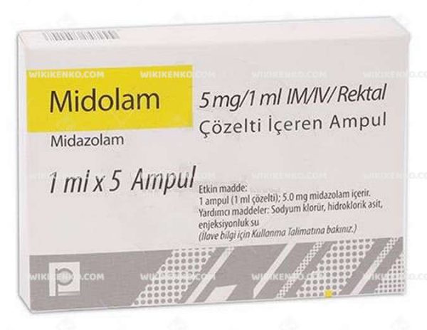 Midolam Im/Iv/Rektal Solution Iceren Ampul 5 Mg