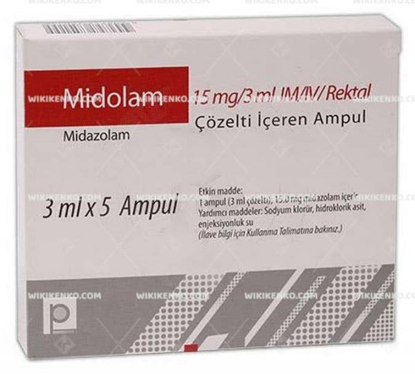 Midolam Im/Iv/Rektal Solution Iceren Ampul 15 Mg
