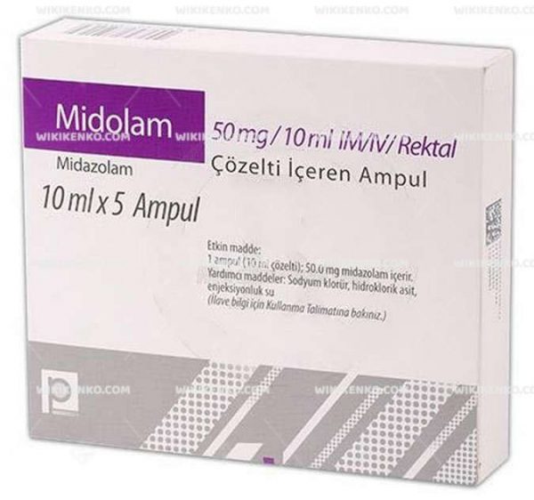 Midolam Im/Iv/Rektal Solution Iceren Ampul 50 Mg