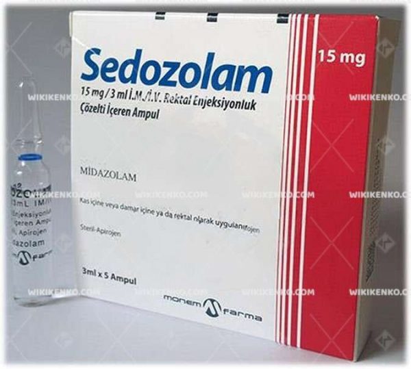 Sedozolam Im/Iv/Rektal Injection Solution Iceren Ampul 15 Mg/3Ml