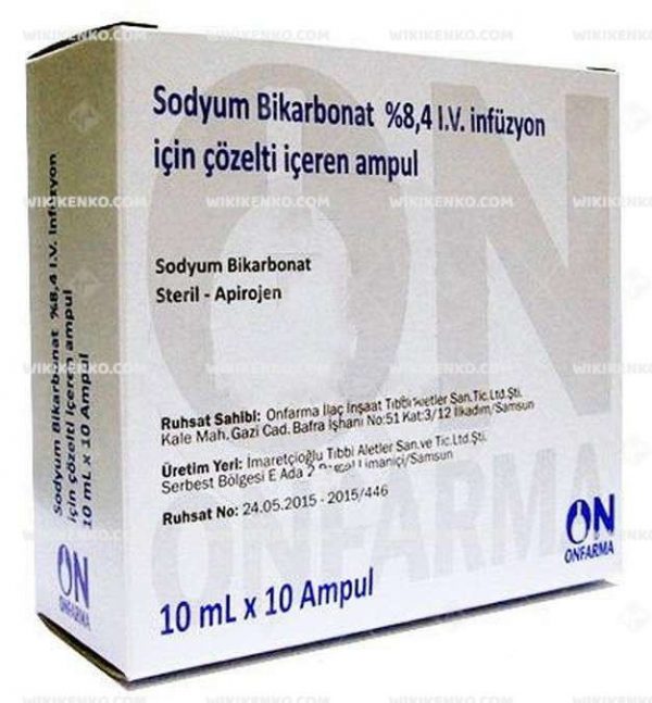 Sodyum Bikarbonat %8.4 Iv Infusion Icin Solution Iceren Ampul