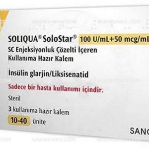Soliqua Solostar Sc Injection Solution Iceren Kullanima Hazir Kalem 100 Iu/Ml+50 Mcg/Ml
