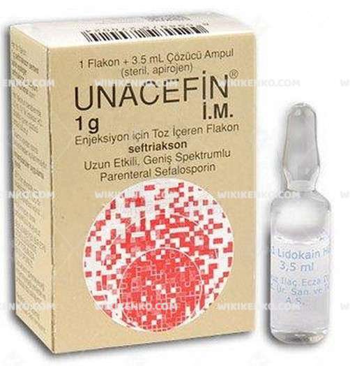 Unacefin I.M. Injection Icin Powder Iceren Vial 1 G