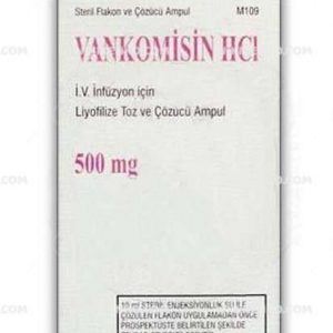 Vankomisin Hcl Iv Infusion Icin Liyofilize Powder Ve Cozucu Ampul  500 Mg