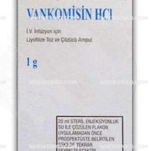 Vankomisin Hcl Iv Infusion Icin Liyofilize Powder Ve Cozucu Ampul  1000 Mg