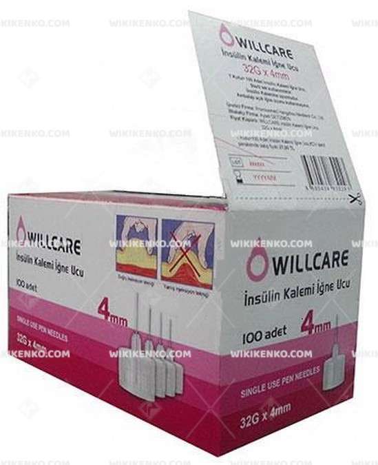 Willcare Insulin Kalemi Needle Ucu 4 Mm (32G)