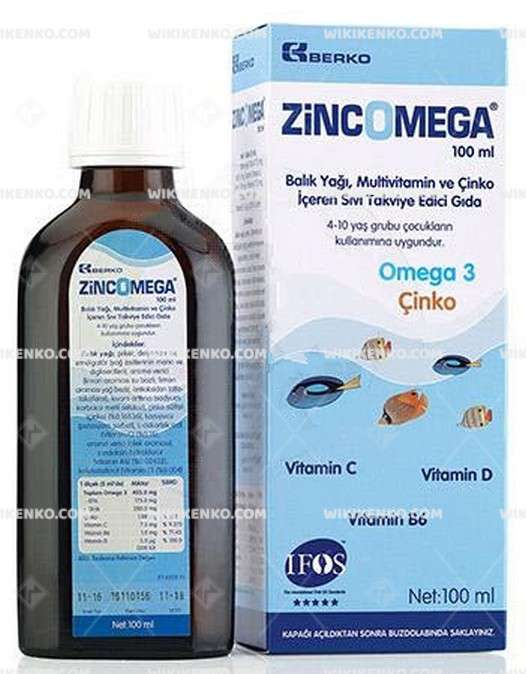 Zincomega Fish Oil, Multivitamin Ve Cinko Iceren Liquid Takviye Edici Gida