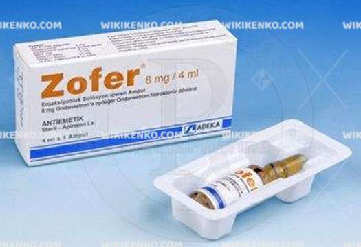 Zofer Injection Solution Iceren Ampul 8 Mg/4Ml