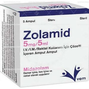 Zolamid I.V./I.M./Rektal Kullanim Icin Solution Iceren Ampul 5 Mg/5Ml