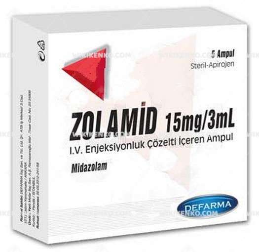 Zolamid I.V./I.M./Rektal Kullanim Icin Solution Iceren Ampul 15 Mg/3Ml
